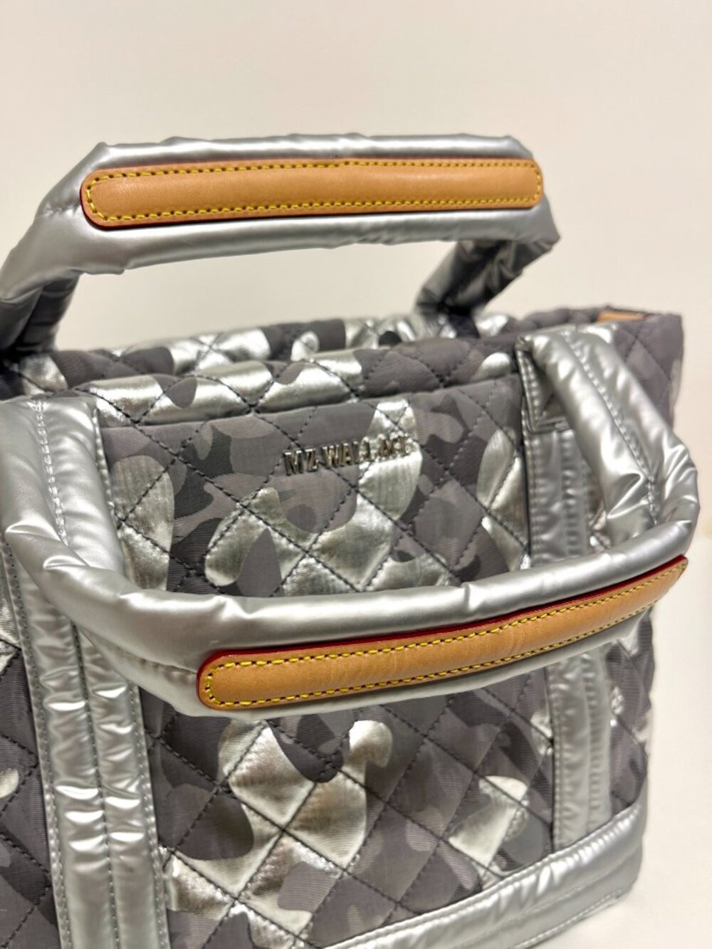MZ Wallace Small Empire Tote | Silver Metallic Camo | Crossbody Strap + Pouch - Picture 6 of 9